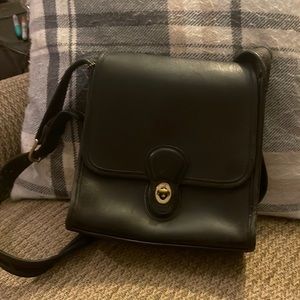 Vintage black leather crossbody bag